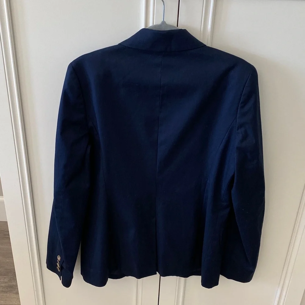 J. Crew Navy Blue Preppy Suiting Cotton Blazer Size 6